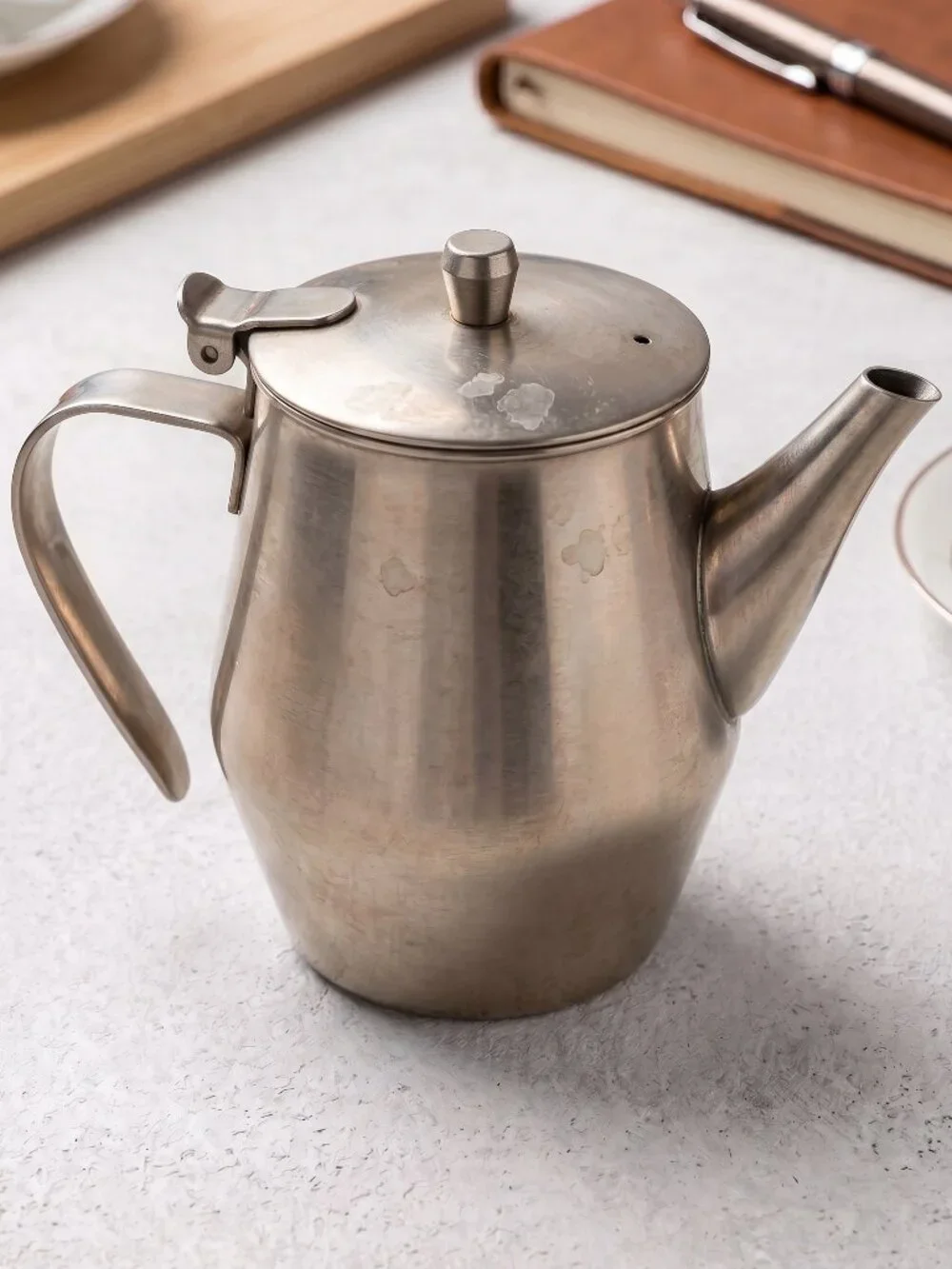 Stainless Steel Personal Tea Pot Coffee Server Diner Style Flip Top Lid 18/8